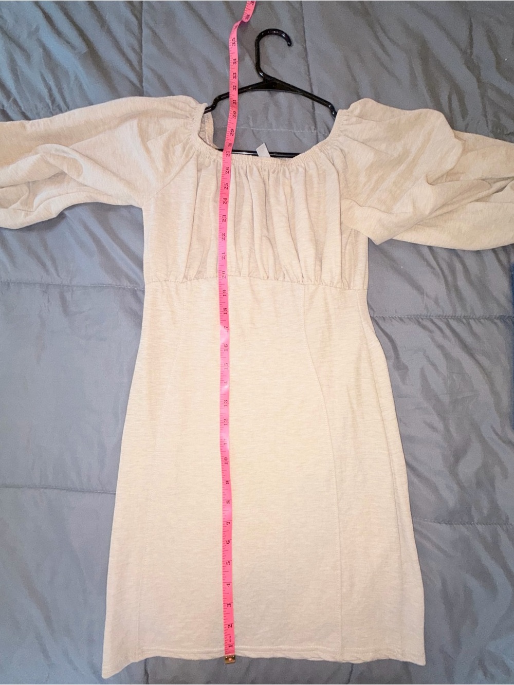 ASOS DESIGN Cream Linen Blend Puff Sleeve Mini Dress Size 4 - Picture 5 of 6